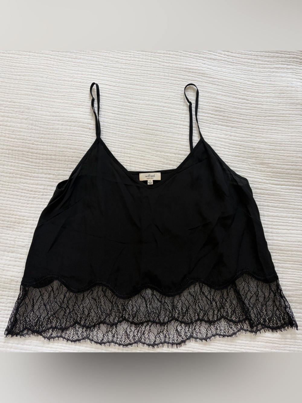 Wilfred Black Lace-Hem Silk Camisole